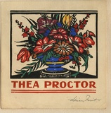 Artist: FEINT, Adrian | Title: Bookplate: Thea Proctor. | Date: (1926) | Technique: wood-engraving, printed in colour, from two blocks in black and orange inks; hand-coloured | Copyright: Courtesy the Estate of Adrian Feint
