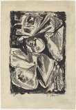 Artist: b'Zikaras, Teisutis.' | Title: b'Anguished figure.' | Date: c.1955 | Technique: b'lithograph, printed in black ink, from one plate'