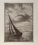 Artist: WADE, Stuart E | Title: not titled [yacht] | Date: printed between 1989 - 2002 | Technique: etching and aquatint, printed in black ink, from one plate