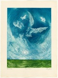 Artist: b'GRIFFITH, Pamela' | Title: b'Pacific flight' | Date: 1981 | Technique: b'etching, aquatint, burnishing printed in colour, from one zinc plate' | Copyright: b'\xc2\xa9 Pamela Griffith'