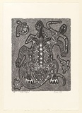 Artist: b'Hayward Pooaraar, Bevan.' | Title: b'Turtle and lizard' | Date: 1988 | Technique: b'linocut'