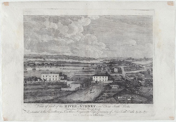 Artist: UNKNOWN ARTIST, | Title: View of part of the river of Sydney, in New South Wales. Taken from St. Phillip's church yard. | Date: 1813 | Technique: engraving, printed in black ink, from one copper plate