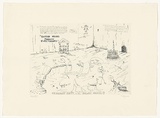 Artist: b'COLEING, Tony' | Title: b'(The birthday party) or (The misguided mussell) or (Better killing through electronics)' | Date: 1983 | Technique: b'etching, printed in black ink, from one plate'