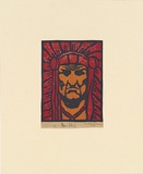 Artist: b'Bayliss, Clifford.' | Title: b'War Chief' | Date: c.1930 | Technique: b'linocut, printed in colour, from three blocks'