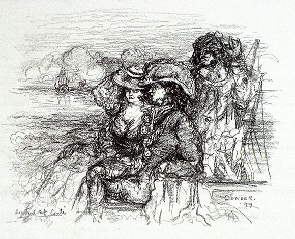 Artist: b'Conder, Charles.' | Title: b'Beatrix et Conti.' | Date: 1899 | Technique: b'transfer-lithograph, printed in black ink, from one stone'