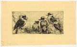 Artist: b'LONG, Sydney' | Title: b'Kookaburras' | Date: 1922 | Technique: b'line-etching and drypoint, printed in black ink, from one zinc plate' | Copyright: b'Reproduced with the kind permission of the Ophthalmic Research Institute of Australia'