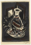 Artist: SELLBACH, Udo | Title: (Still life with jug and plate) | Date: 1951 | Technique: lithograph, printed in colour, from five stones [or plates]