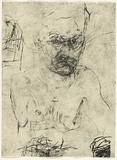 Artist: PARR, Mike | Title: Untitled Self-portraits 3. | Date: 1989 | Technique: drypoint, printed in black ink, from one copper plate