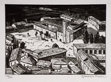 Artist: Owen, Gladys. | Title: Gubbio in Umbria | Date: c.1928 | Technique: wood-engraving, printed in black ink, from one block | Copyright: © Estate of David Moore