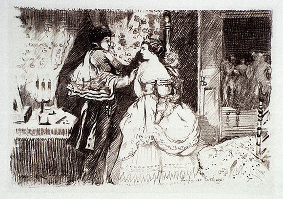 Artist: b'Conder, Charles.' | Title: b'Lucien et Esther.' | Date: c.1899 | Technique: b'transfer-lithograph, printed in red ink, from one stone'