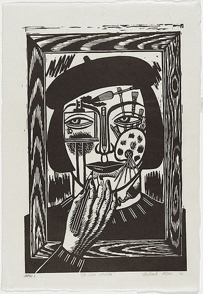 Artist: b'Klein, Deborah.' | Title: b'Je suis artiste' | Date: 1996 | Technique: b'linocut, printed in black ink, from one block'