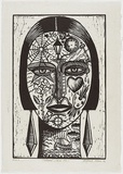 Artist: b'Klein, Deborah.' | Title: b'Tattooed face no.1' | Date: 1996, 9 September | Technique: b'linocut, printed in black ink, from one block'