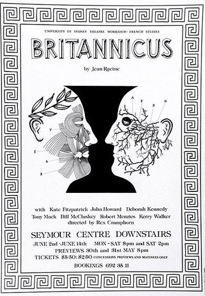 Artist: b'Stejskal, Josef Lada.' | Title: b'Britannicus by Jean Racine... directed by Rex Cramphorn ... Seymour Centre Downstairs' | Date: 1980 | Technique: b'offset-lithograph'