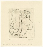 Artist: b'WALKER, Murray' | Title: b'Two plaster casts at the Slade School' | Date: 1962 | Technique: b'drypoint, printed in black ink, from one plate'