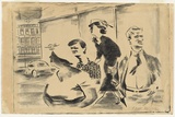 Artist: b'WALL, Edith' | Title: b'Pedestrians' | Date: 1956 | Technique: b'lithograph, printed in black ink, from one stone' | Copyright: b'Courtesy of the artist'