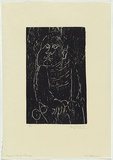 Artist: WALKER, Murray | Title: Benjamin glances sideways. | Date: 1966 | Technique: woodcut, printed in black ink, from one block