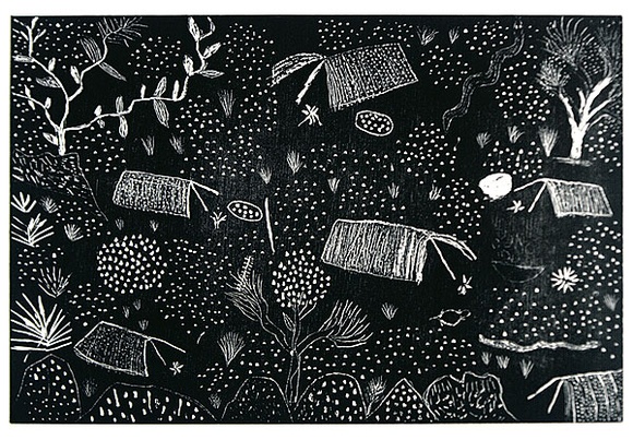 Artist: b'Pwele, Mary.' | Title: b'not titled [No.65]' | Date: 1990 | Technique: b'woodcut, printed in black ink, from one block'