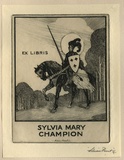 Artist: b'FEINT, Adrian' | Title: b'Bookplate: Sylvia Mary Champion.' | Date: 1925 | Technique: b'etching, printed in black ink with plate-tone, from one plate' | Copyright: b'Courtesy the Estate of Adrian Feint'