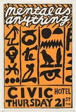 Artist: b'WORSTEAD, Paul' | Title: b'Mental as anything - Civic Hotel' | Date: 1980 | Technique: b'screenprint, printed in colour, from two stencils in pink and black ink' | Copyright: b'This work appears on screen courtesy of the artist'