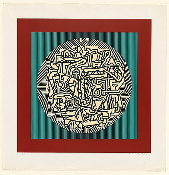 Artist: b'LEACH-JONES, Alun' | Title: bMerlin's diary #2 | Date: 1969 | Technique: b'screenprint, printed in colour, from six stencils' | Copyright: b'Courtesy of the artist'