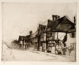 Artist: b'LONG, Sydney' | Title: b'Old houses, Chiddingstone' | Date: 1919 | Technique: b'line-etching and aquatint, printed in brown ink, from one copper plate' | Copyright: b'Reproduced with the kind permission of the Ophthalmic Research Institute of Australia'