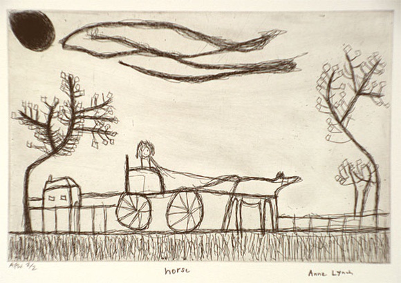 Artist: b'Lynch, Anne.' | Title: b'Horse' | Date: 2000, February | Technique: b'etching, printed in black ink, from one plate' | Copyright: b'Courtesy of Arts Project Australia'