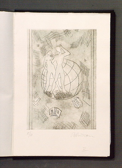 Artist: b'Simon, Bruno.' | Title: b'Tatura dreams V.' | Date: 1941-87 | Technique: b'photo-etching, printed in black, with plate-tone, from one zinc plate, hand-coloured'