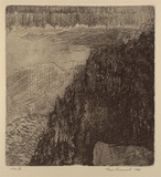 Artist: b'Anceschi, Eros.' | Title: b'not titled [landscape; Mt Buffalo]' | Date: 1989 | Technique: b'etching and aquatint, printed in black ink, from one plate'