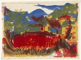 Artist: Berndt, Eileen. | Title: (House in landscape). | Date: c.1953 | Technique: lithograph, printed in colour, from four plates