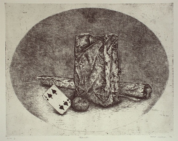 Artist: b'Cooper, Simon.' | Title: b'Still life' | Date: 1992 | Technique: b'etching, printed in black ink, from one plate'