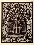 Artist: b'RICHARDSON, Berris' | Title: b'La Senora de Papel' | Date: 1982 | Technique: b'linocut, printed in brown/purple ink, from one block'