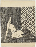 Artist: b'Larter, Richard.' | Title: b'Reclining figure' | Date: 1956 | Technique: b'linocut, printed in black ink, from one block'
