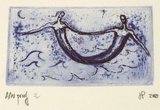 Artist: Palethorpe, Jan | Title: Not titled [two joined figures). | Date: 1992 | Technique: etching, printed in blue ink with plate-tone, from one plate