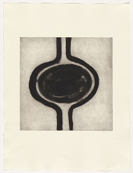 Artist: b'Wright, Judith.' | Title: b'not titled [circle inside lines]' | Date: 1994 | Technique: b'aquatint, printed in black ink, from two plate' | Copyright: b'\xc2\xa9 Judith Wright'