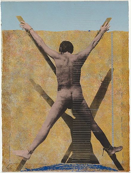 Artist: b'WICKS, Arthur' | Title: b'Measuring stick (#3), displacement (for Archimedes).' | Date: 1980 | Technique: b'photo-screenprint, printed in colour, from multiple stencils'