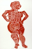 Artist: b'HANRAHAN, Barbara' | Title: b'June' | Date: 1965 | Technique: b'linocut, printed in orange ink, from one block'