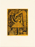 Artist: b'HANRAHAN, Barbara' | Title: b'Fallen angel' | Date: 1989 | Technique: b'etching, printed in colour, from two plates in black and yellow ink'