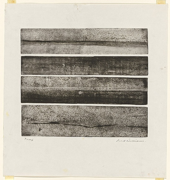Artist: b'WILLIAMS, Fred' | Title: b'Beachscape, Erith Island' | Date: 1972-73 | Technique: b'etching, foul biting, engraving and roulette, printed in black ink, from four zinc plates' | Copyright: b'\xc2\xa9 Fred Williams Estate'
