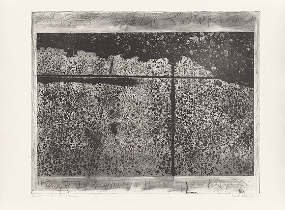 Artist: b'MEYER, Bill' | Title: b'Blue black cutting.' | Date: 1979-1983 | Technique: b'photo-etching, aquatint and drypoint, printed in black ink, from one plate' | Copyright: b'\xc2\xa9 Bill Meyer'