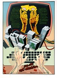 Artist: b'Clutterbuck, Bob.' | Title: b'We are not machines.' | Date: 1984 | Technique: b'screenprint, printed in colour, from multiple stencils'