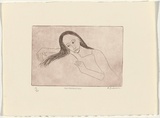 Artist: b'Dickerson, Robert.' | Title: b'Contemplation.' | Date: 1987 | Technique: b'etching, printed in sepia ink, from one zinc plate'