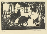 Artist: b'Voke, May.' | Title: b'Kangaroos' | Date: 1935 | Technique: b'wood-engraving, printed in black ink, from one block'