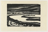 Artist: b'AMOR, Rick' | Title: b'River and sea.' | Date: 1990 | Technique: b'woodcut, printed in black ink, from one block'