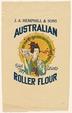 Title: b'not titled [Australian roller flour: san toy brand]' | Date: c.1920s | Technique: b'relief print, printed in colour, from commercially produced stamps; addition of colour stencil'