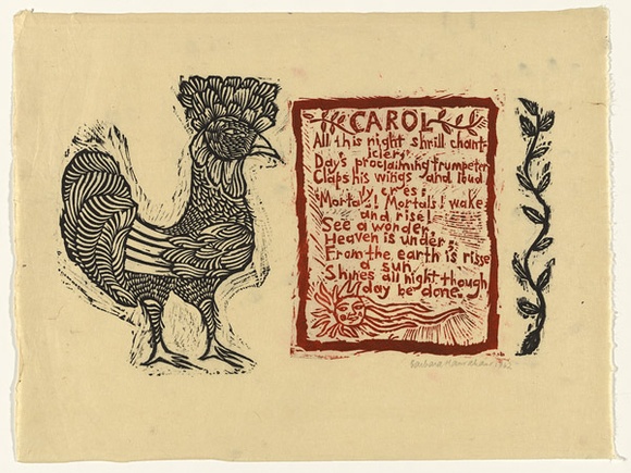 Artist: b'HANRAHAN, Barbara' | Title: b'Carol' | Date: 1962 | Technique: b'linocut, printed in colour, from three blocks'