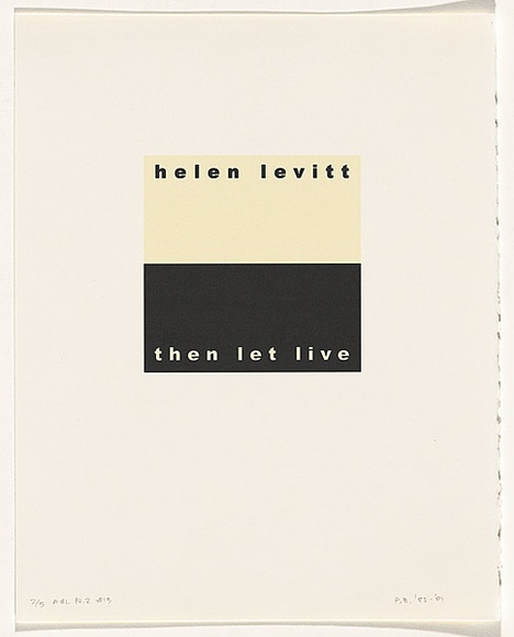 Artist: Burgess, Peter. | Title: helen levitt: then let live. | Date: 2001 | Technique: computer generated inkjet prints, printed in colour, from digital file