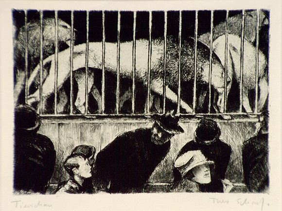 Artist: b'Scharf, Theo.' | Title: b'Tierchan (Zoo).' | Date: c.1924 | Technique: b'etching, printed in black ink, from one plate' | Copyright: b'\xc2\xa9 The Estate of Theo Scharf.'