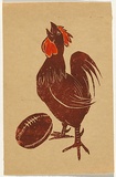 Artist: Bell, George.. | Title: (Cock and football). | Technique: linocut, printed in black ink, from one block