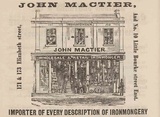 Artist: Calvert, Samuel. | Title: Advertisement: John Mactier. Wholesale & Retail Ironmonger.
