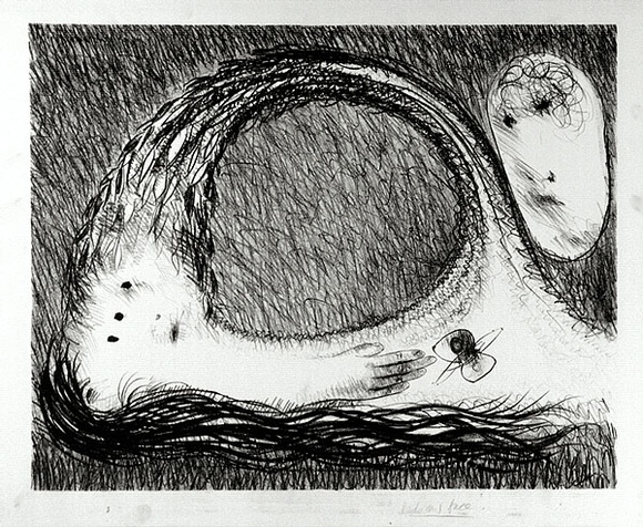 Artist: b'BOYD, Arthur' | Title: b'St Francis lying down in the wilderness.' | Date: (1965) | Technique: b'lithograph, printed in black ink, from one plate' | Copyright: b'Reproduced with permission of Bundanon Trust'